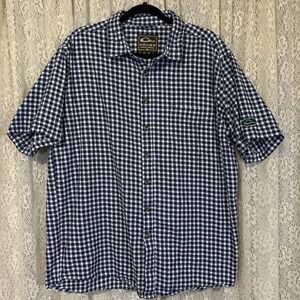 Drake Clothing Mens‎ Large Blue Plaid Button up Shirt Short Sleeve